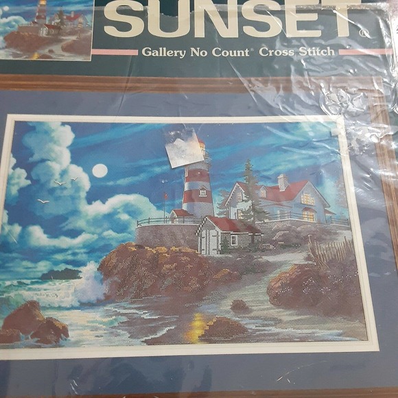Sunset Gallery Moonlit Lighthouse No Count Cross Stitch Kit New,Coastal - Picture 2 of 12